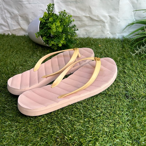 Tory Burch Womens Kira Flip Flops - Meadowsweet/Gold/Pink size 9 gently used - Picture 6 of 14
